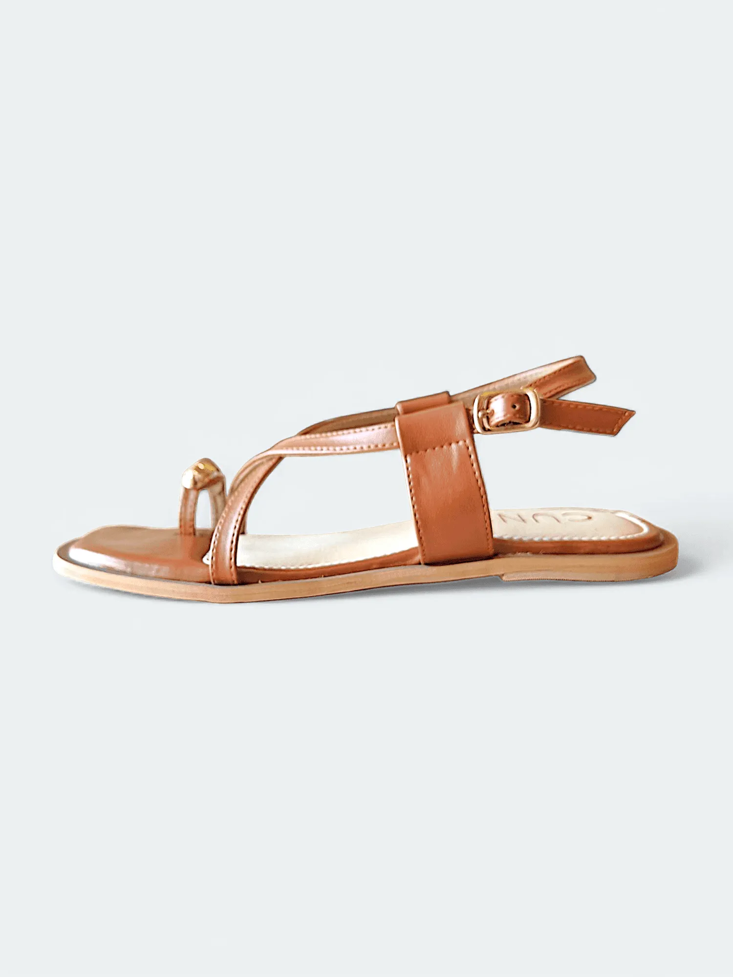 Womens Brown Gladiator Flat Sandals with Toe Ring