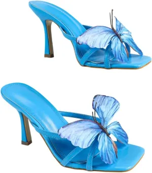 Women's Butterfly High Heel Sandals – Elegant Gradient Wing Detail Slim Heels for Parties & Dates (Sizes 6-10.5)