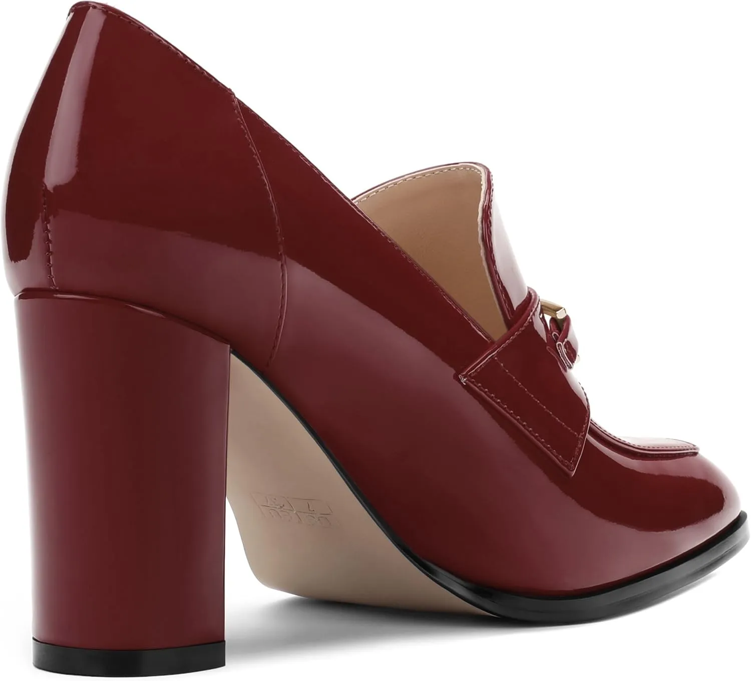 Womens Chunky Block Heels for Women Square Toe Patent Pumps, Slip on Loafers Office Party Prom Shoes 3 inch