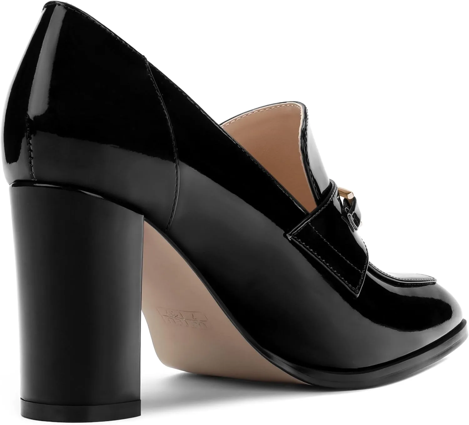 Womens Chunky Block Heels for Women Square Toe Patent Pumps, Slip on Loafers Office Party Prom Shoes 3 inch