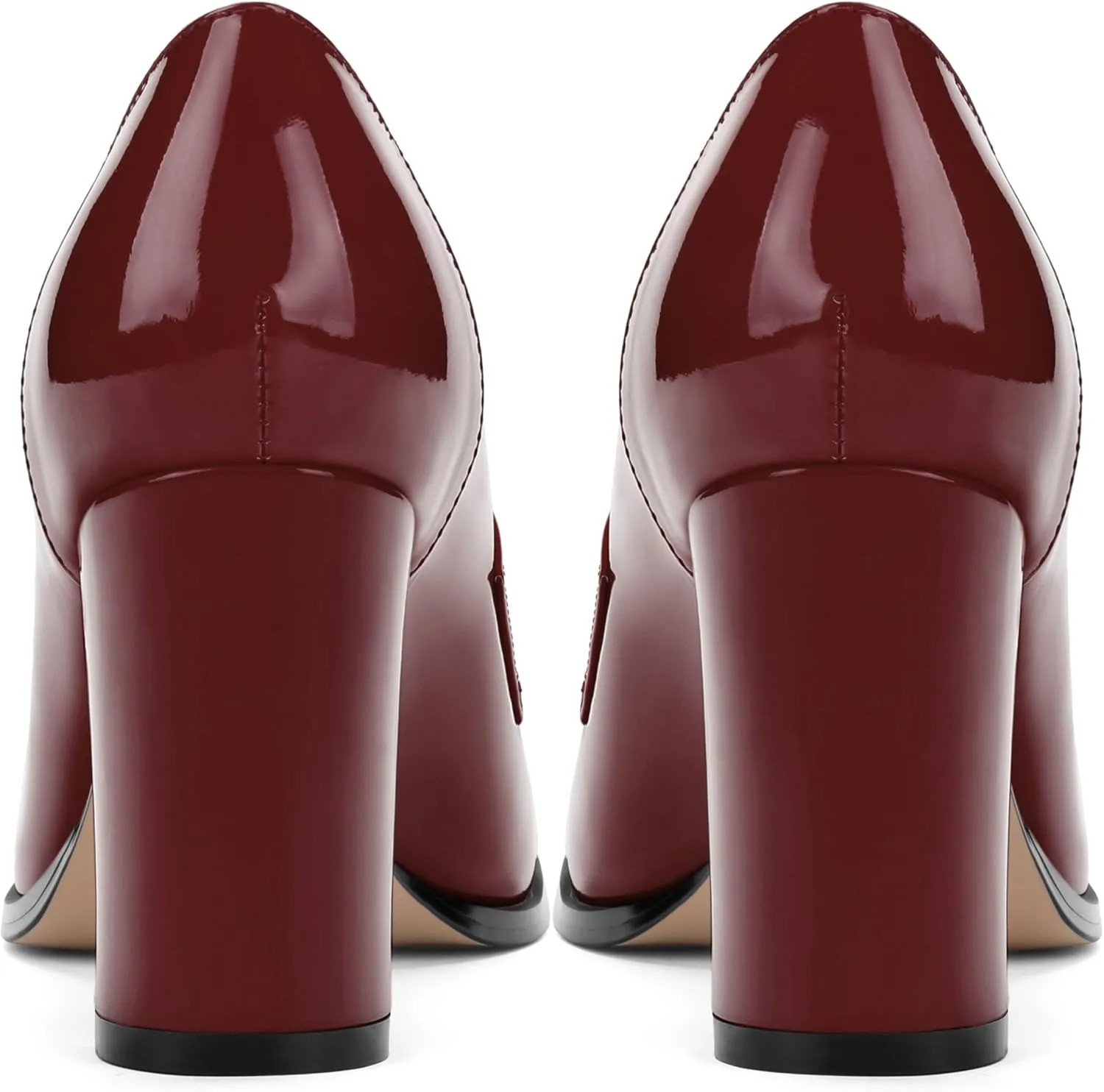 Womens Chunky Block Heels for Women Square Toe Patent Pumps, Slip on Loafers Office Party Prom Shoes 3 inch