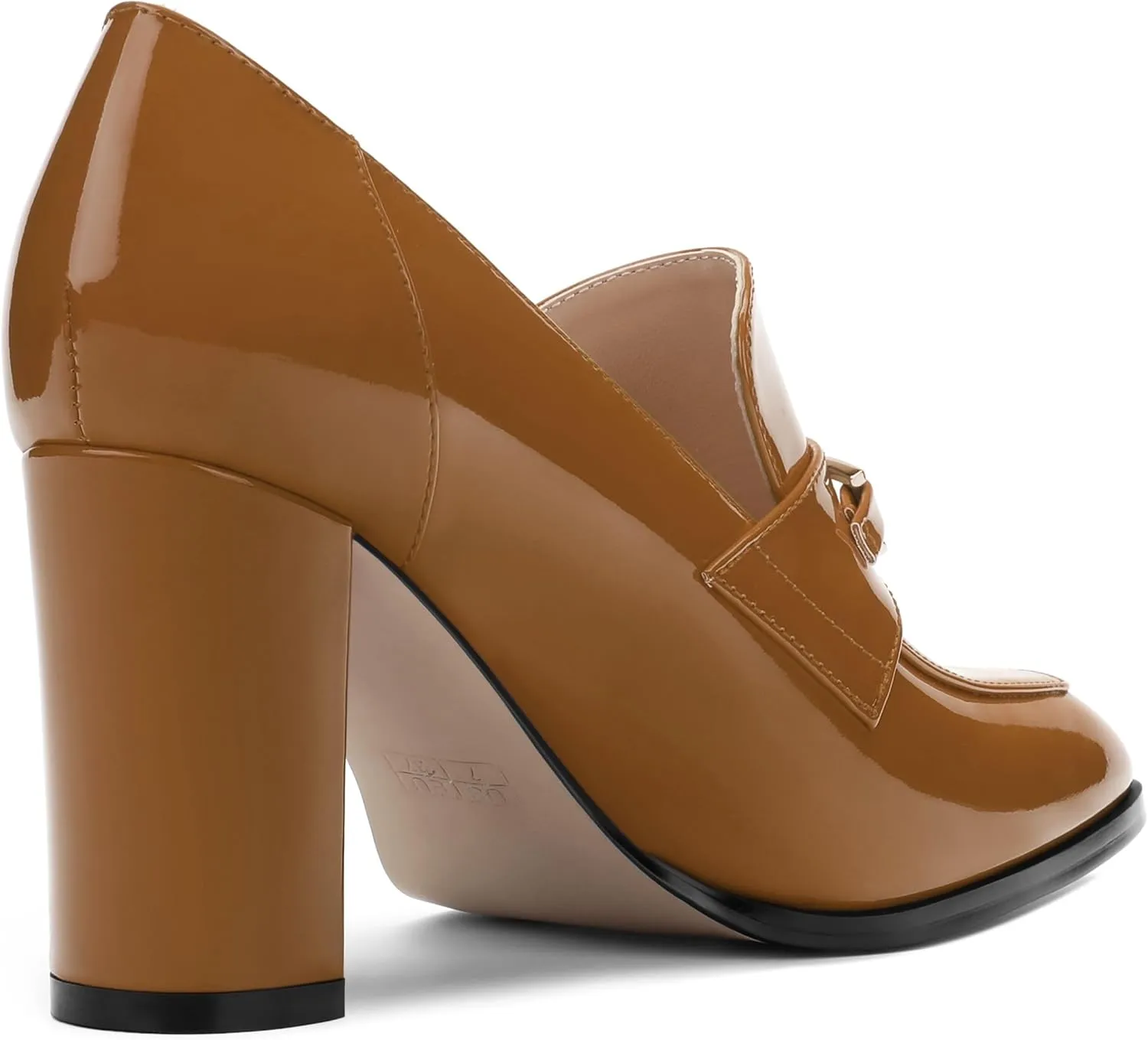 Womens Chunky Block Heels for Women Square Toe Patent Pumps, Slip on Loafers Office Party Prom Shoes 3 inch