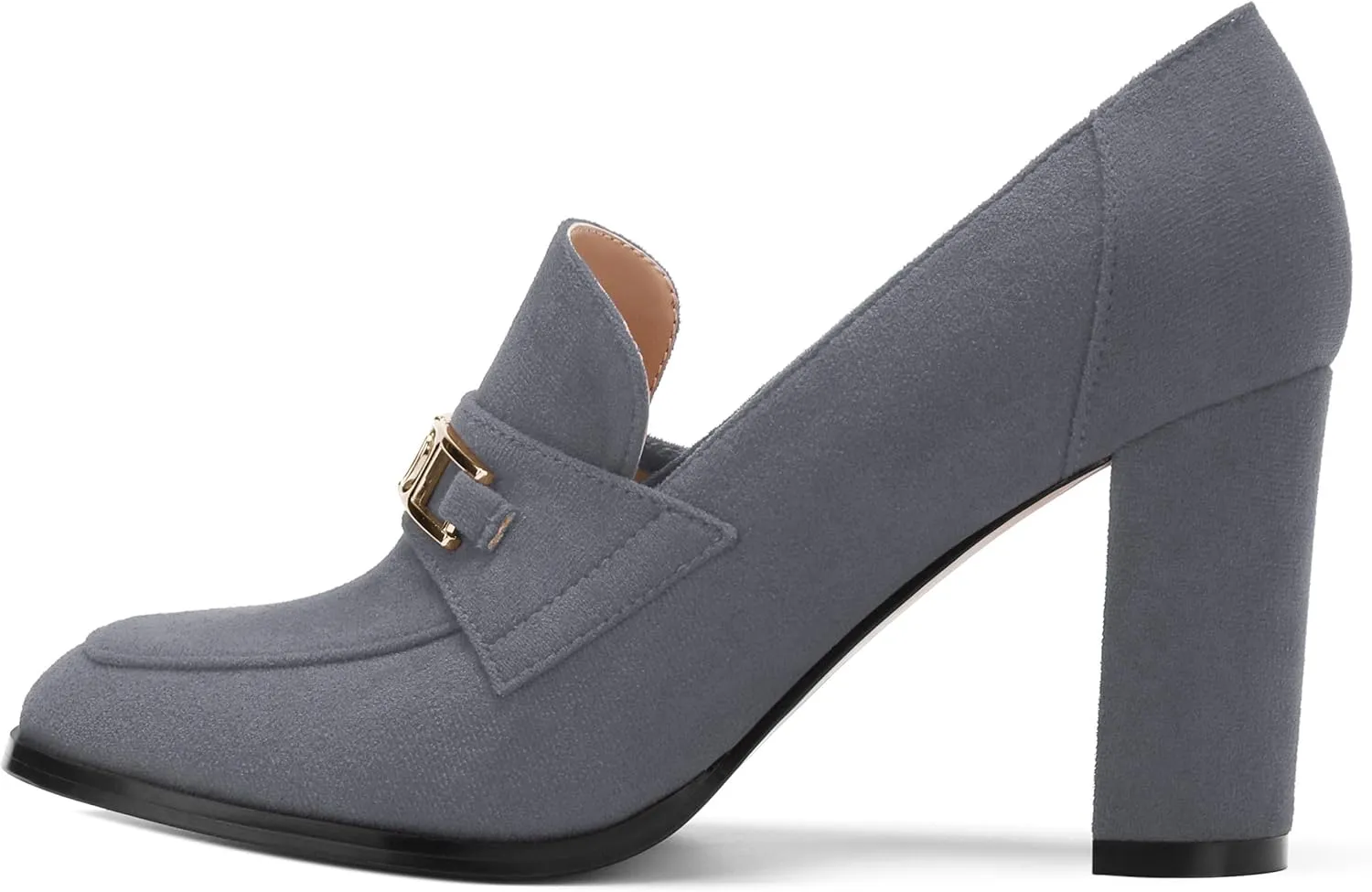 Womens Chunky Block Heels for Women Square Toe Pumps, Slip on Loafers Office Party Prom Shoes 3 inch