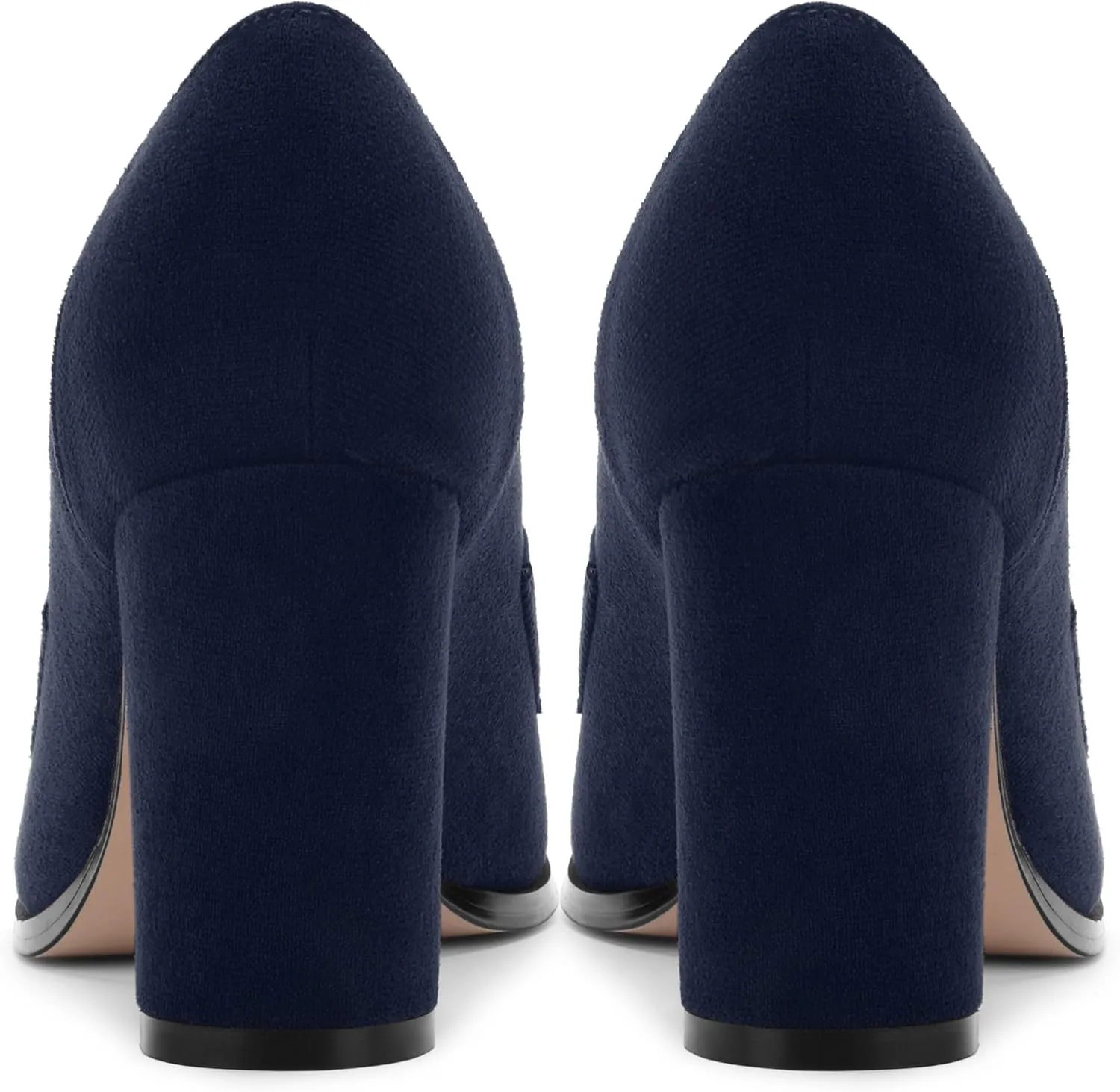 Womens Chunky Block Heels for Women Square Toe Pumps, Slip on Loafers Office Party Prom Shoes 3 inch