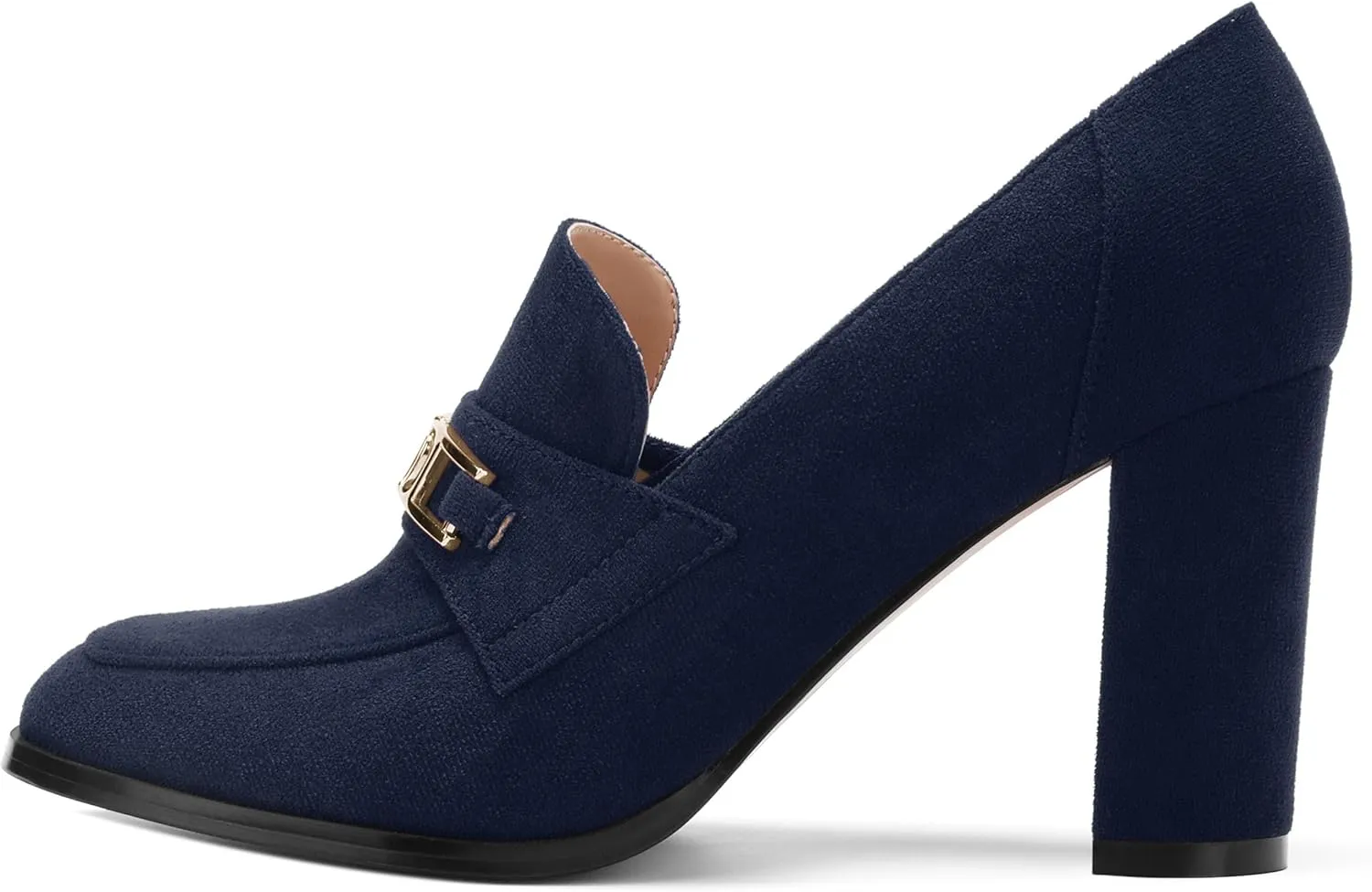 Womens Chunky Block Heels for Women Square Toe Pumps, Slip on Loafers Office Party Prom Shoes 3 inch