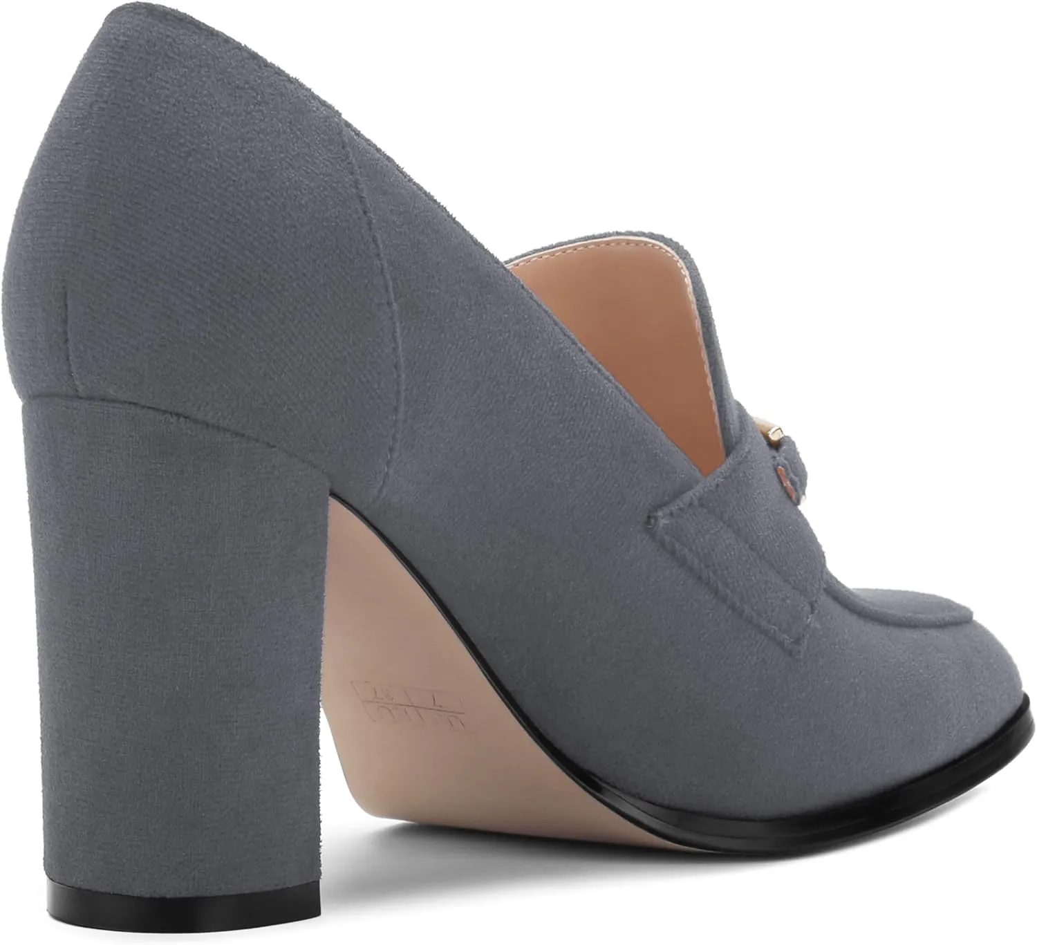 Womens Chunky Block Heels for Women Square Toe Pumps, Slip on Loafers Office Party Prom Shoes 3 inch