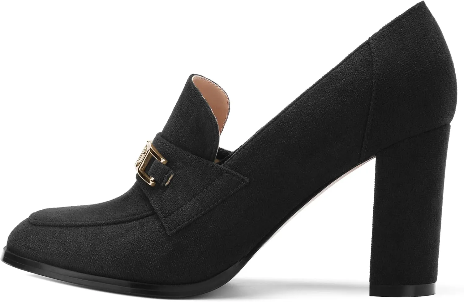 Womens Chunky Block Heels for Women Square Toe Pumps, Slip on Loafers Office Party Prom Shoes 3 inch