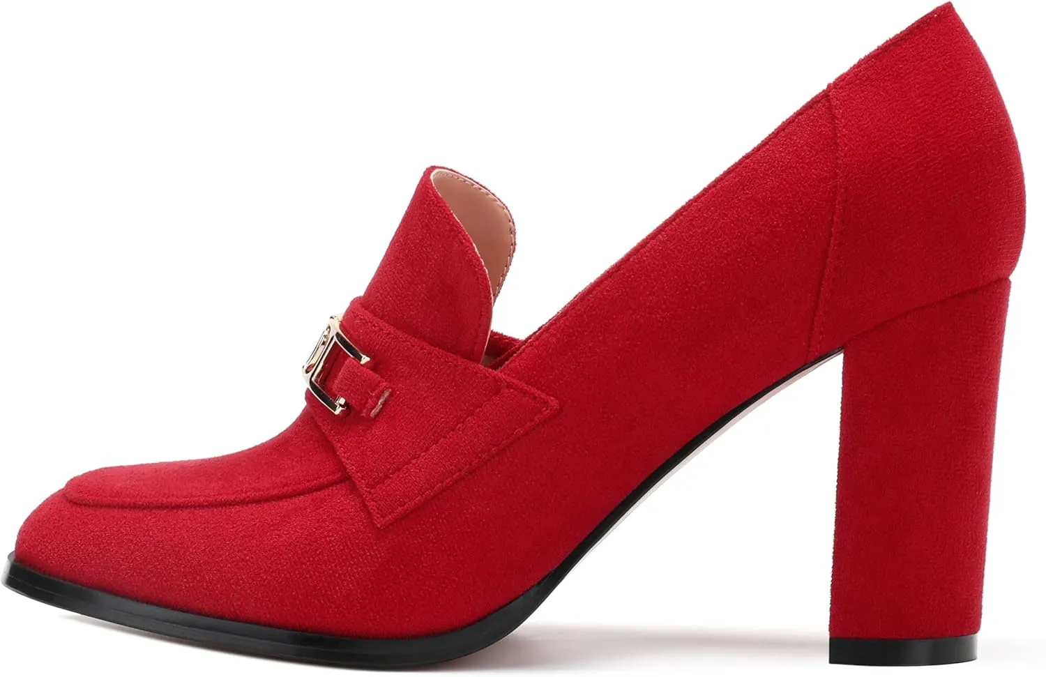 Womens Chunky Block Heels for Women Square Toe Pumps, Slip on Loafers Office Party Prom Shoes 3 inch