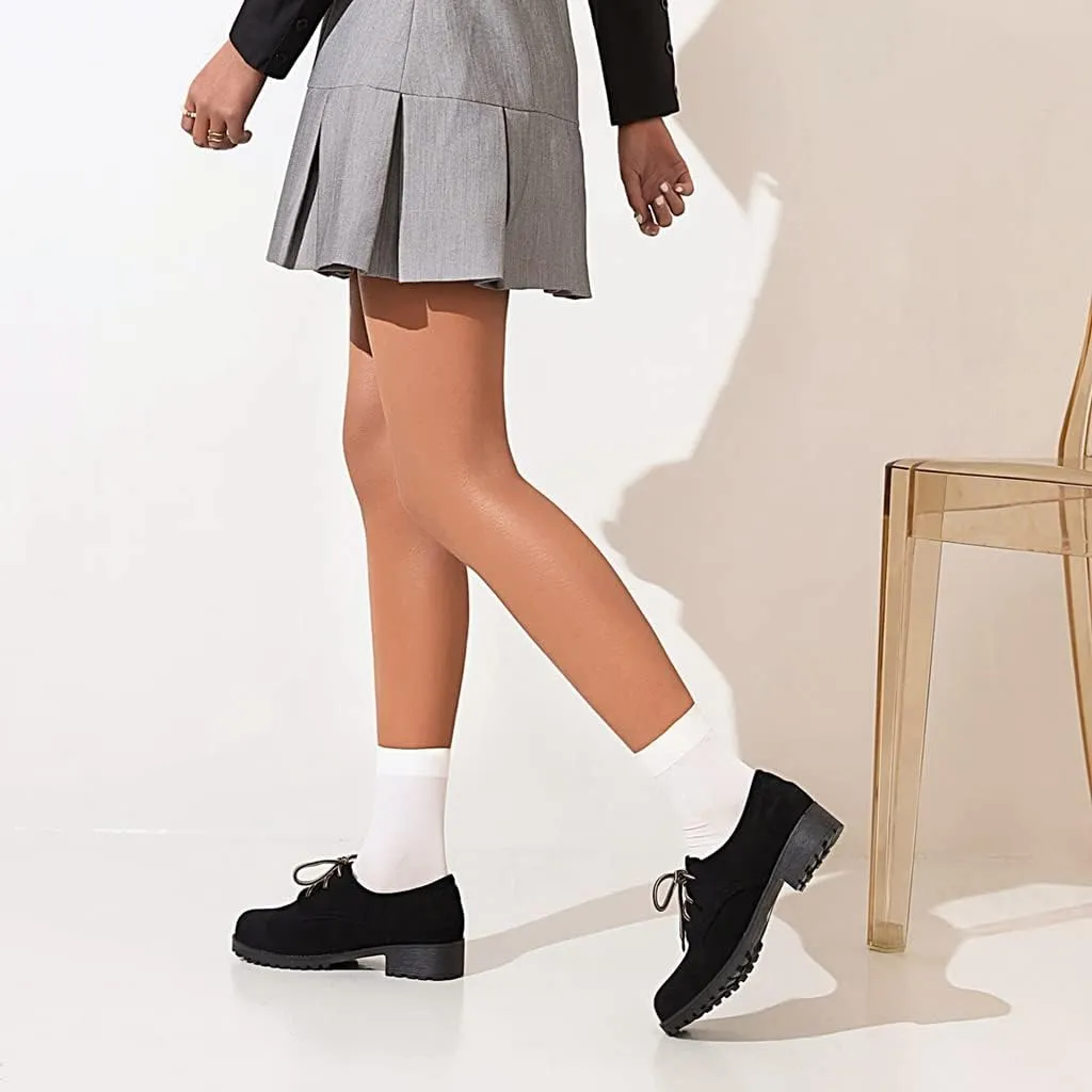 Women's Classic Lace Up Loafers Flats Round Toe Suede Comfort Low Heel Work Office Dress Oxford Shoes