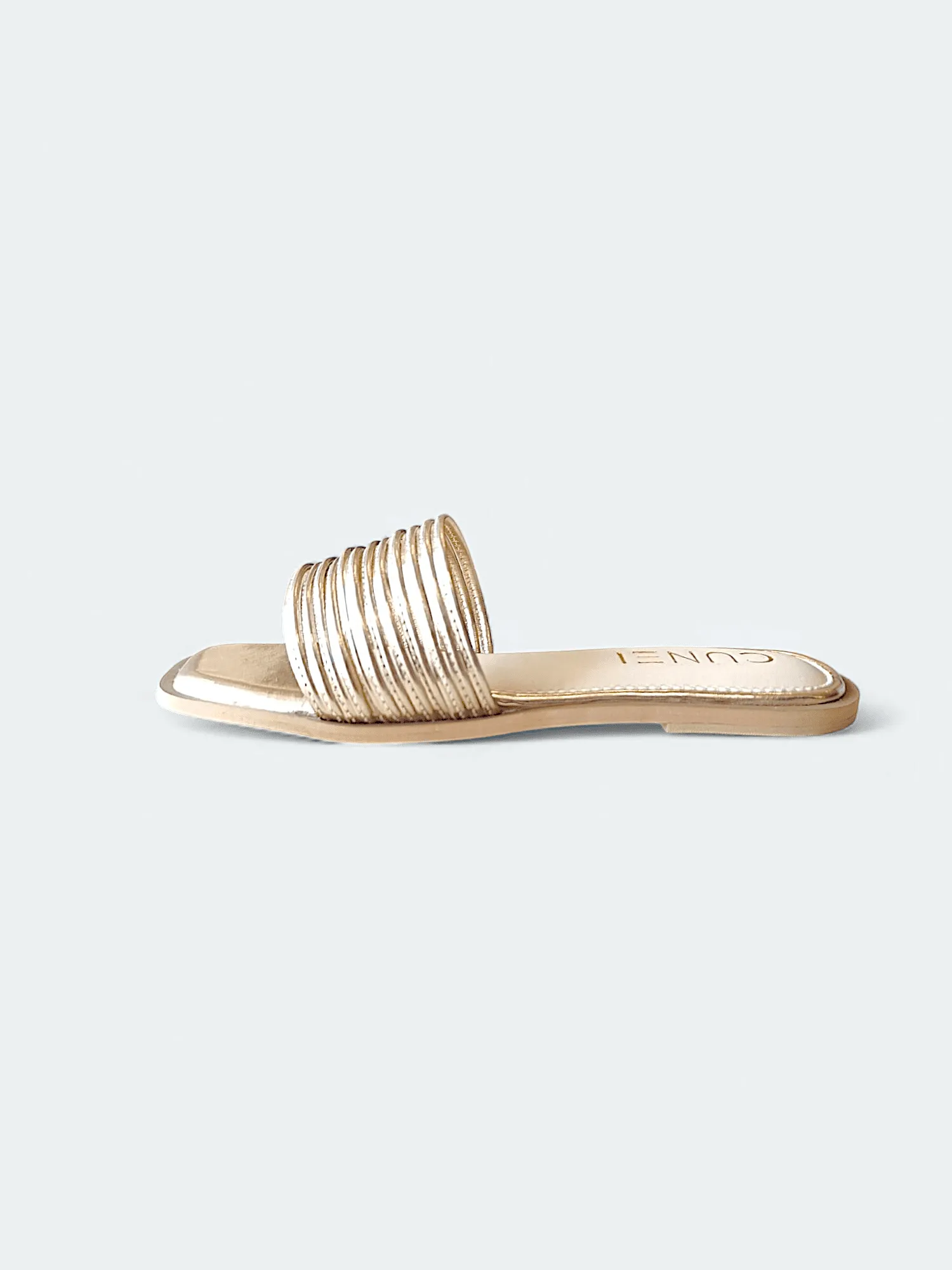 Womens Gold Gladiator Flat Sandals - Greco-Roman Style