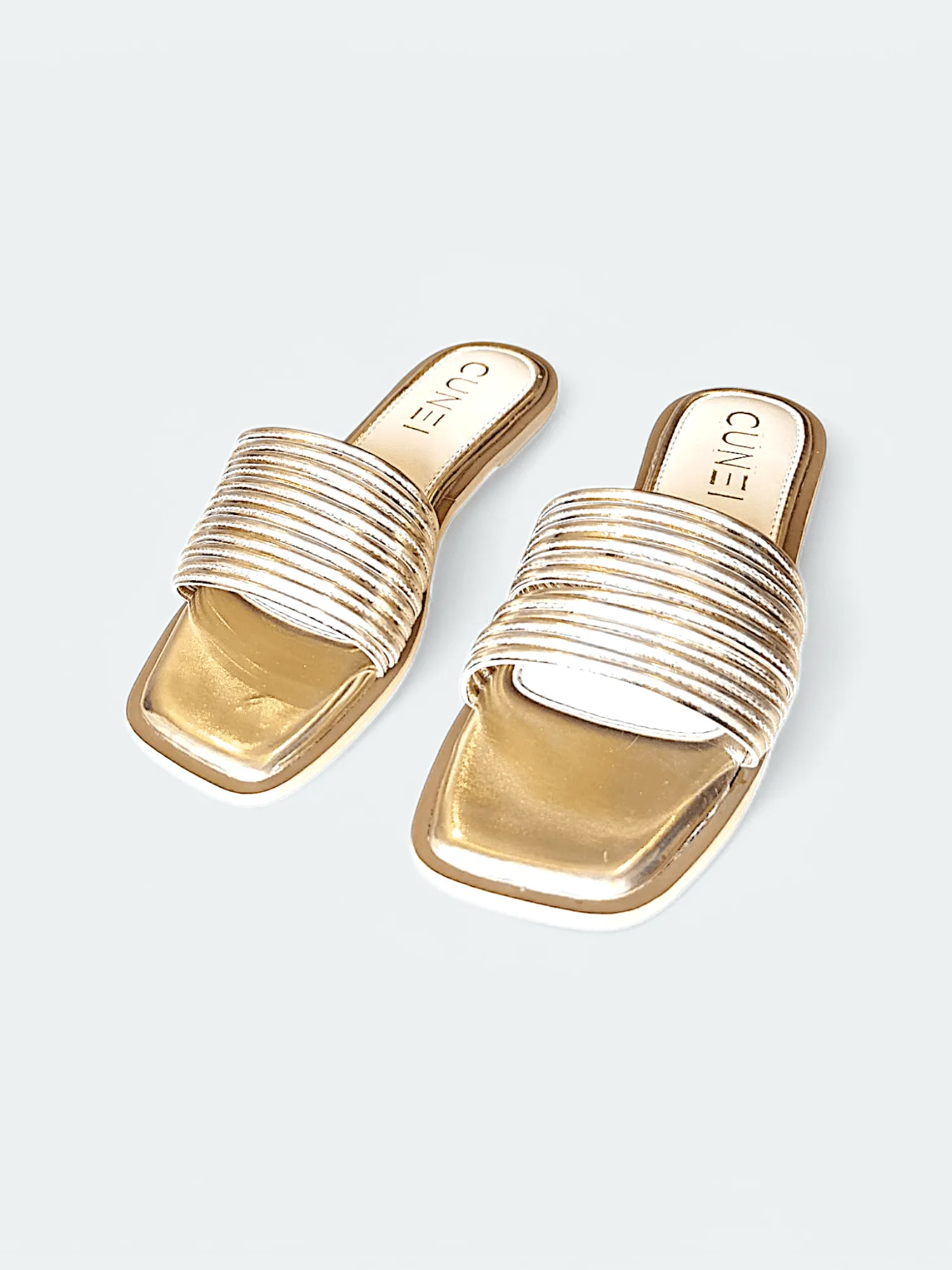 Womens Gold Gladiator Flat Sandals - Greco-Roman Style