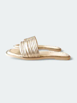 Womens Gold Gladiator Flat Sandals - Greco-Roman Style