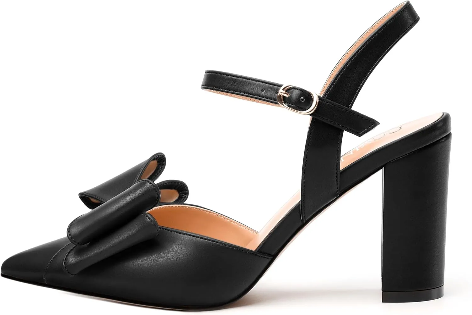 Women's Heeled Sandals, Double Bowknot Sandals Chunky High Heels Pumps, Sexy Closed Pointed Toe Ankle Strap Heels Slingback Slip on Comfortable wedding Bridal Dress Shoes