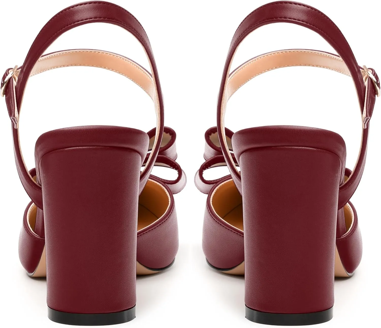 Women's Heeled Sandals, Double Bowknot Sandals Chunky High Heels Pumps, Sexy Closed Pointed Toe Ankle Strap Heels Slingback Slip on Comfortable wedding Bridal Dress Shoes