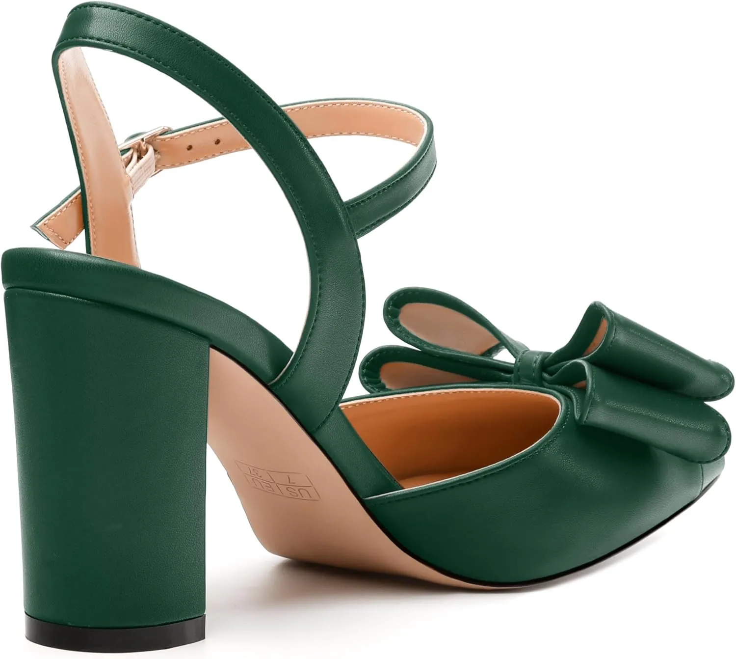 Women's Heeled Sandals, Double Bowknot Sandals Chunky High Heels Pumps, Sexy Closed Pointed Toe Ankle Strap Heels Slingback Slip on Comfortable wedding Bridal Dress Shoes