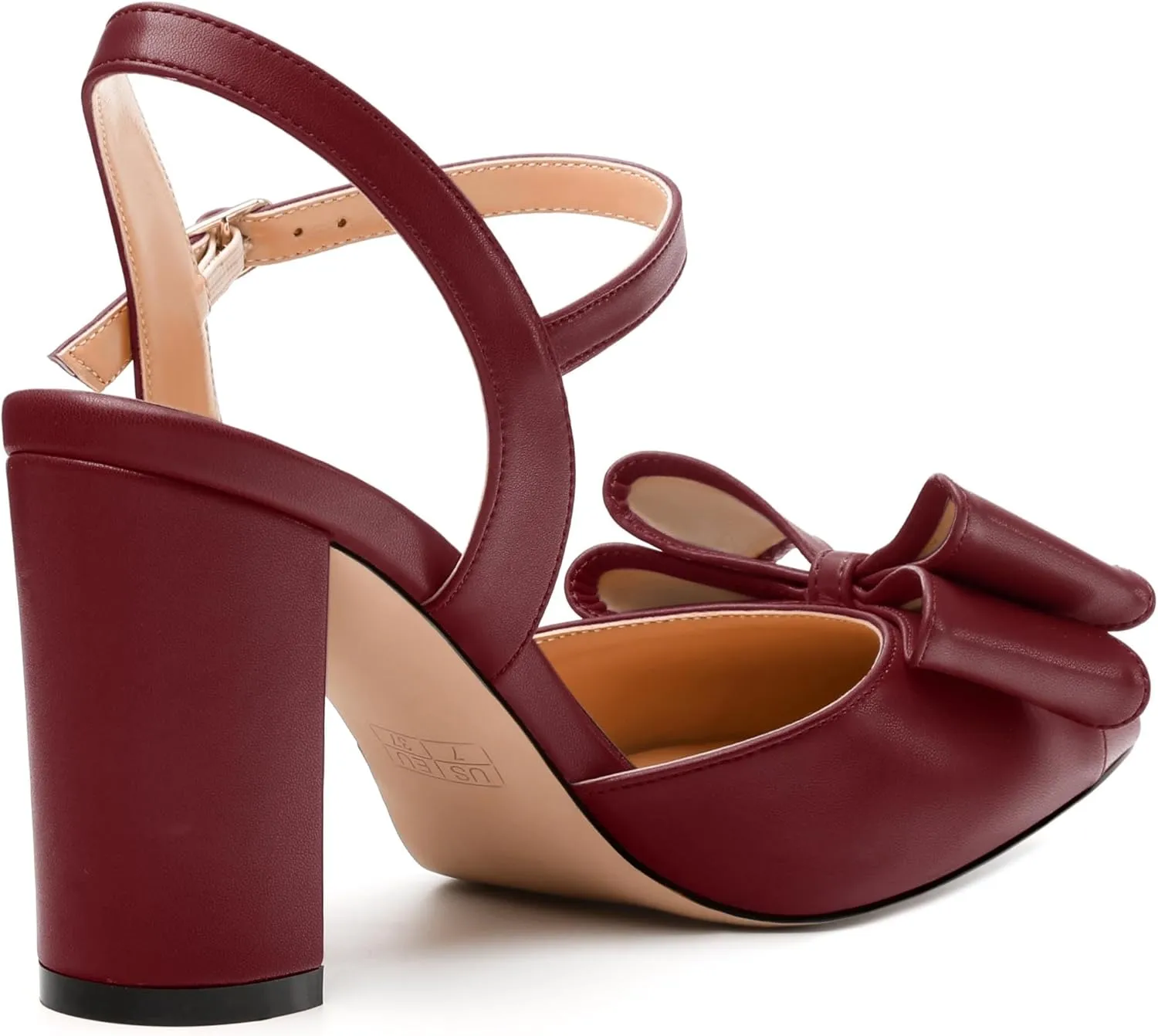 Women's Heeled Sandals, Double Bowknot Sandals Chunky High Heels Pumps, Sexy Closed Pointed Toe Ankle Strap Heels Slingback Slip on Comfortable wedding Bridal Dress Shoes