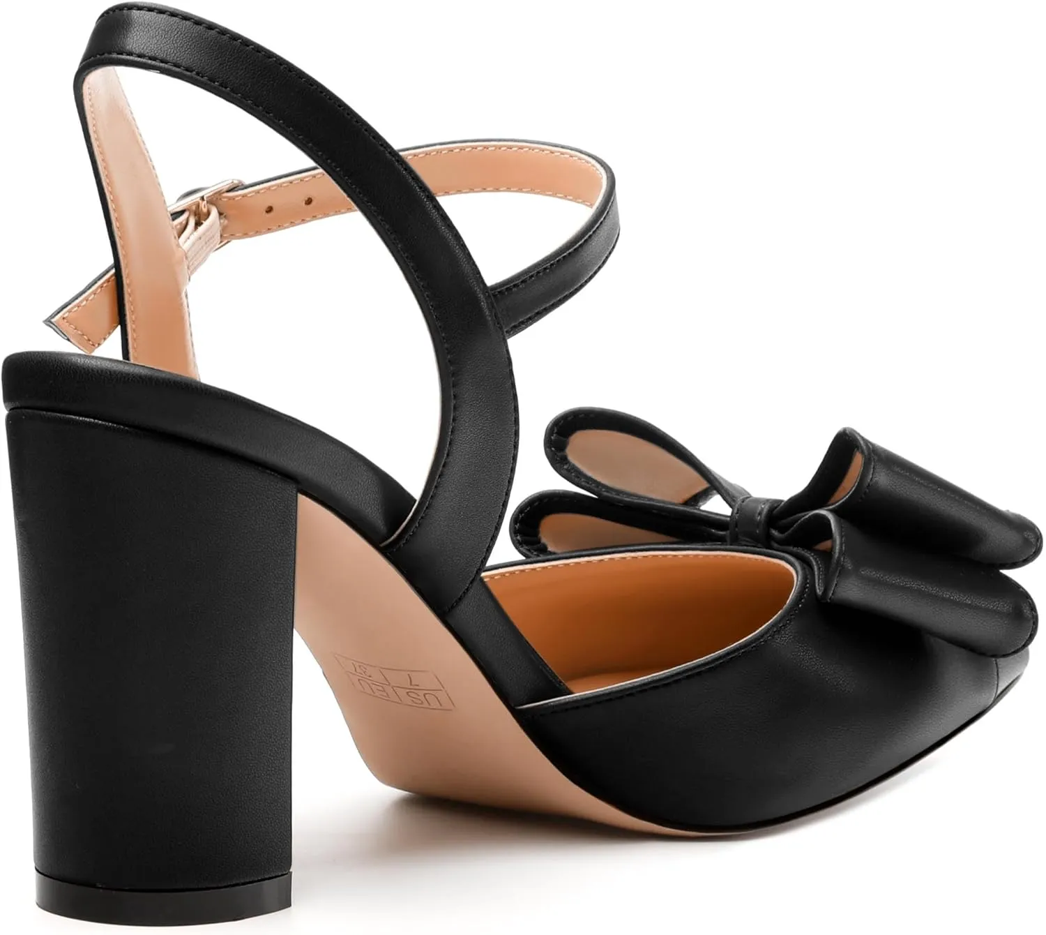 Women's Heeled Sandals, Double Bowknot Sandals Chunky High Heels Pumps, Sexy Closed Pointed Toe Ankle Strap Heels Slingback Slip on Comfortable wedding Bridal Dress Shoes