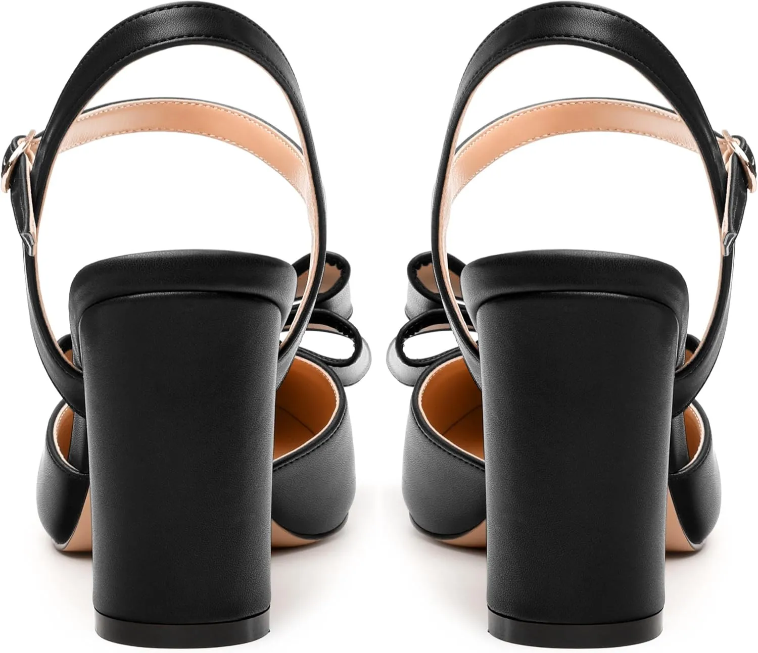 Women's Heeled Sandals, Double Bowknot Sandals Chunky High Heels Pumps, Sexy Closed Pointed Toe Ankle Strap Heels Slingback Slip on Comfortable wedding Bridal Dress Shoes