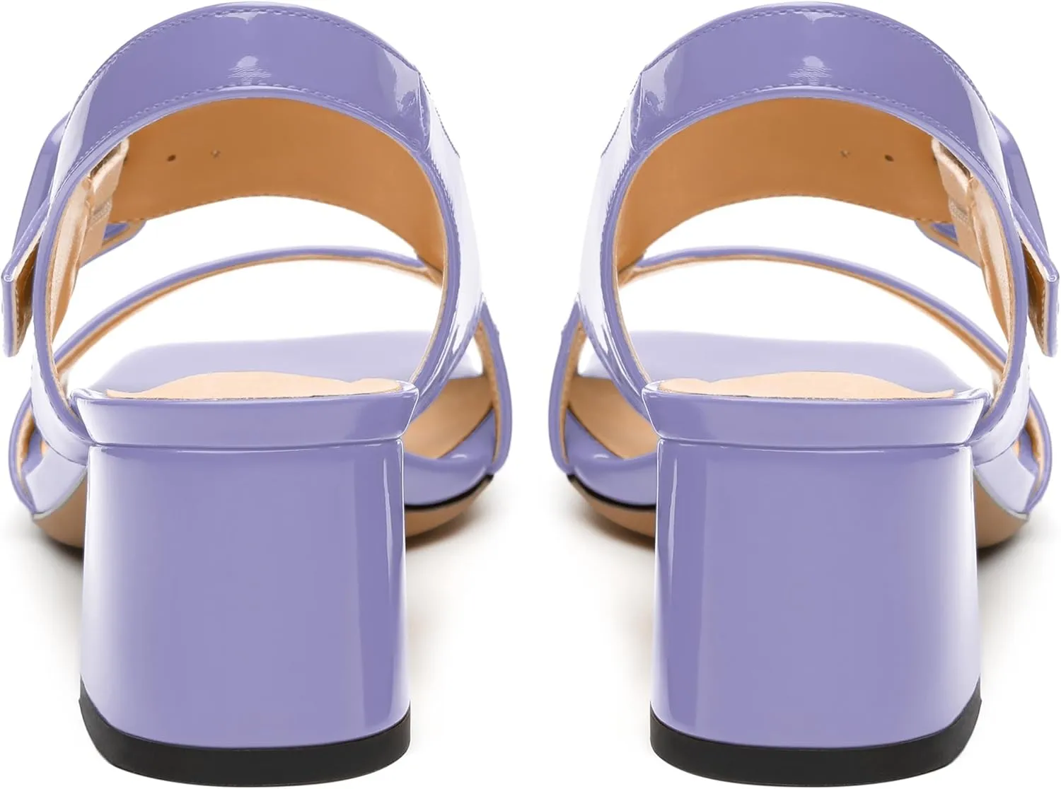 Womens Heeled Sandals Shoes, Square Peep Toe Mid Block Heel Ankle Strap Sandals for Women, Leather Insole Chunky Heel Sandals with Buckle 2"