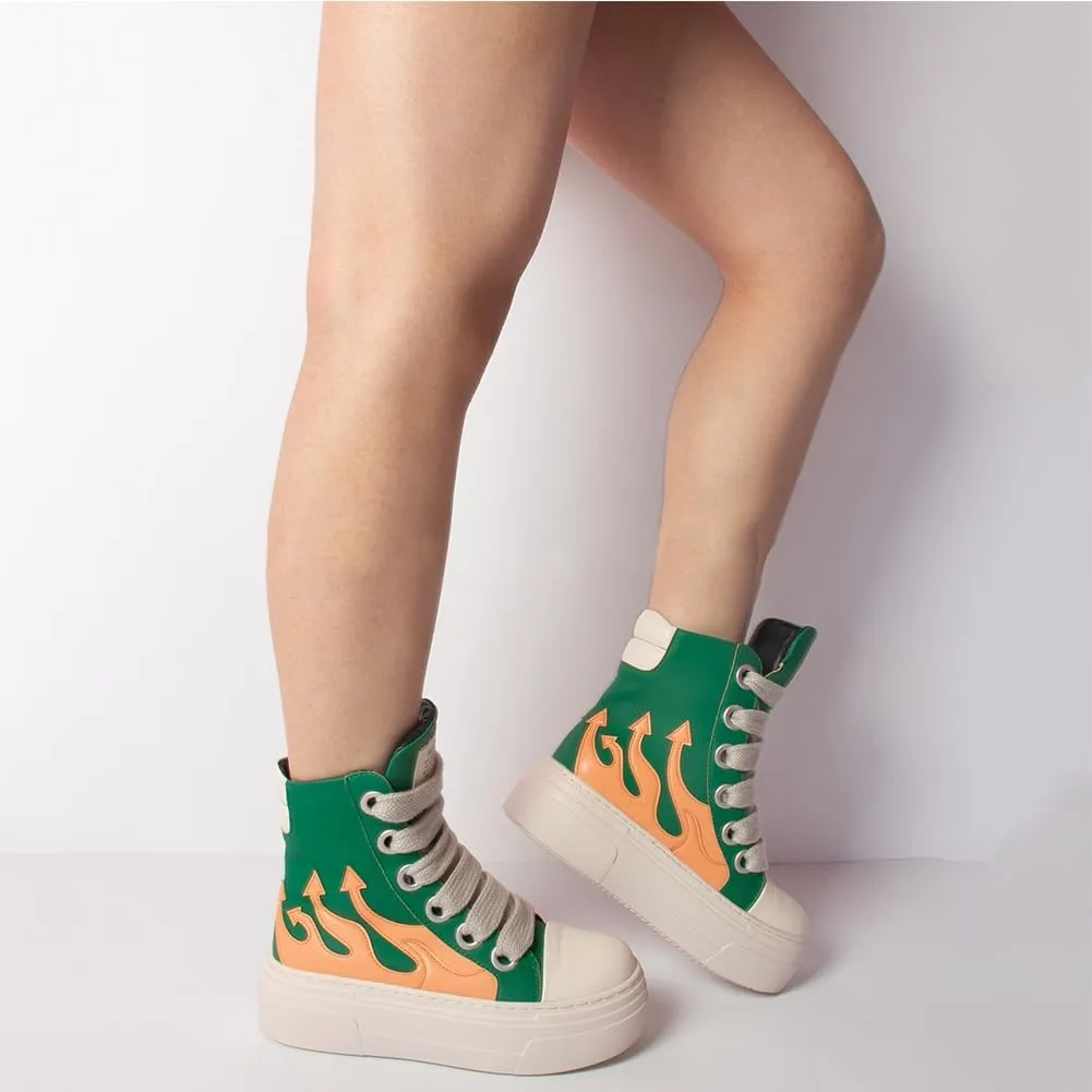 Womens High Top Sneakers Classic Thick Laces PU Leather Platform Shoes Fashion Comfort Walking Shoes