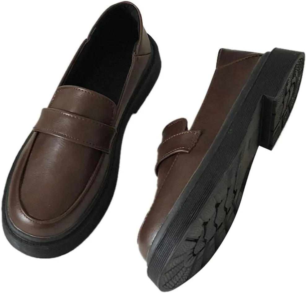 Women's JK Uniform Dress Shoes Slip on Oxford Shoes Classic Penny Loafers Anime Cosplay Use