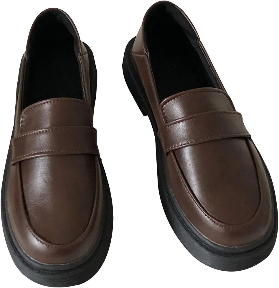 Women's JK Uniform Dress Shoes Slip on Oxford Shoes Classic Penny Loafers Anime Cosplay Use