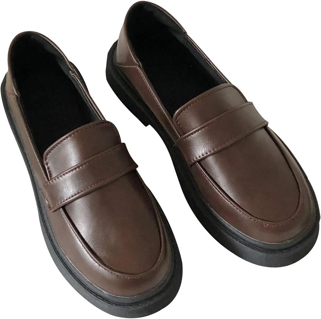 Women's JK Uniform Dress Shoes Slip on Oxford Shoes Classic Penny Loafers Anime Cosplay Use