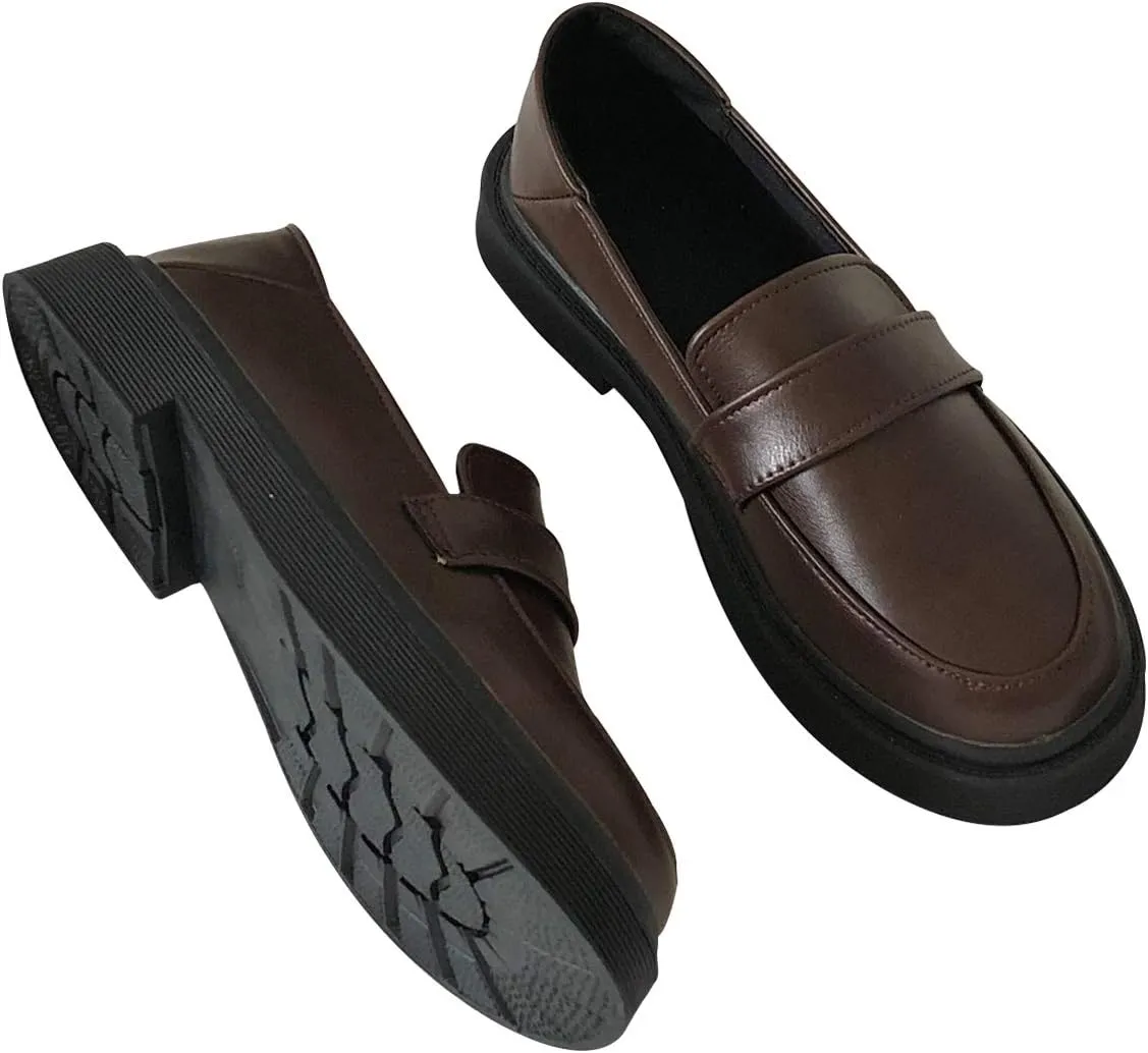 Women's JK Uniform Dress Shoes Slip on Oxford Shoes Classic Penny Loafers Anime Cosplay Use