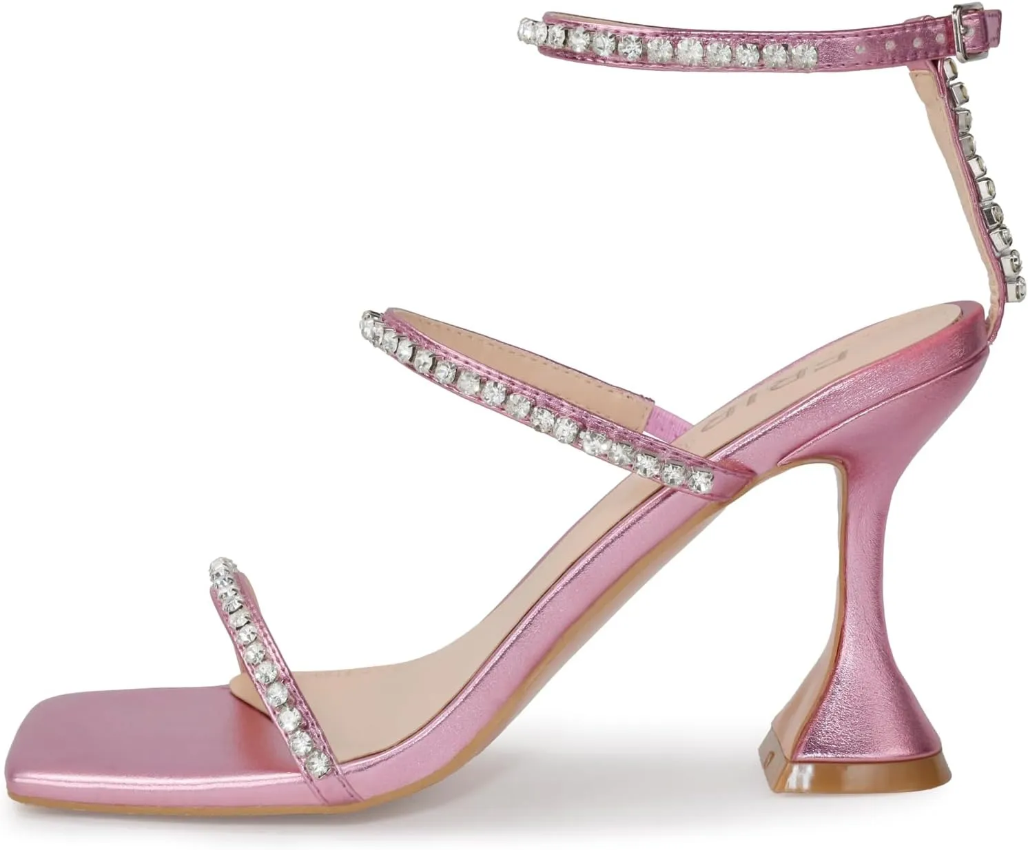 Women's Kitten Heel Rhinestone Sandals Lace Up Slingback Square Open Toe Heels Sparkling Sandals with Stiletto Buckle Strap for Dress Party Prom Wedding High Heeled Shoes