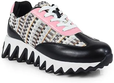 Women's Low Top Grooved Sneaker Sole with Contrast Accent, Casual Lace up Shoe Alessia-2