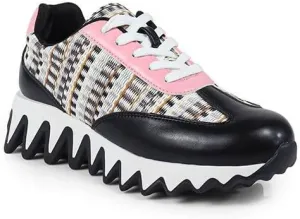 Women's Low Top Grooved Sneaker Sole with Contrast Accent, Casual Lace up Shoe Alessia-2