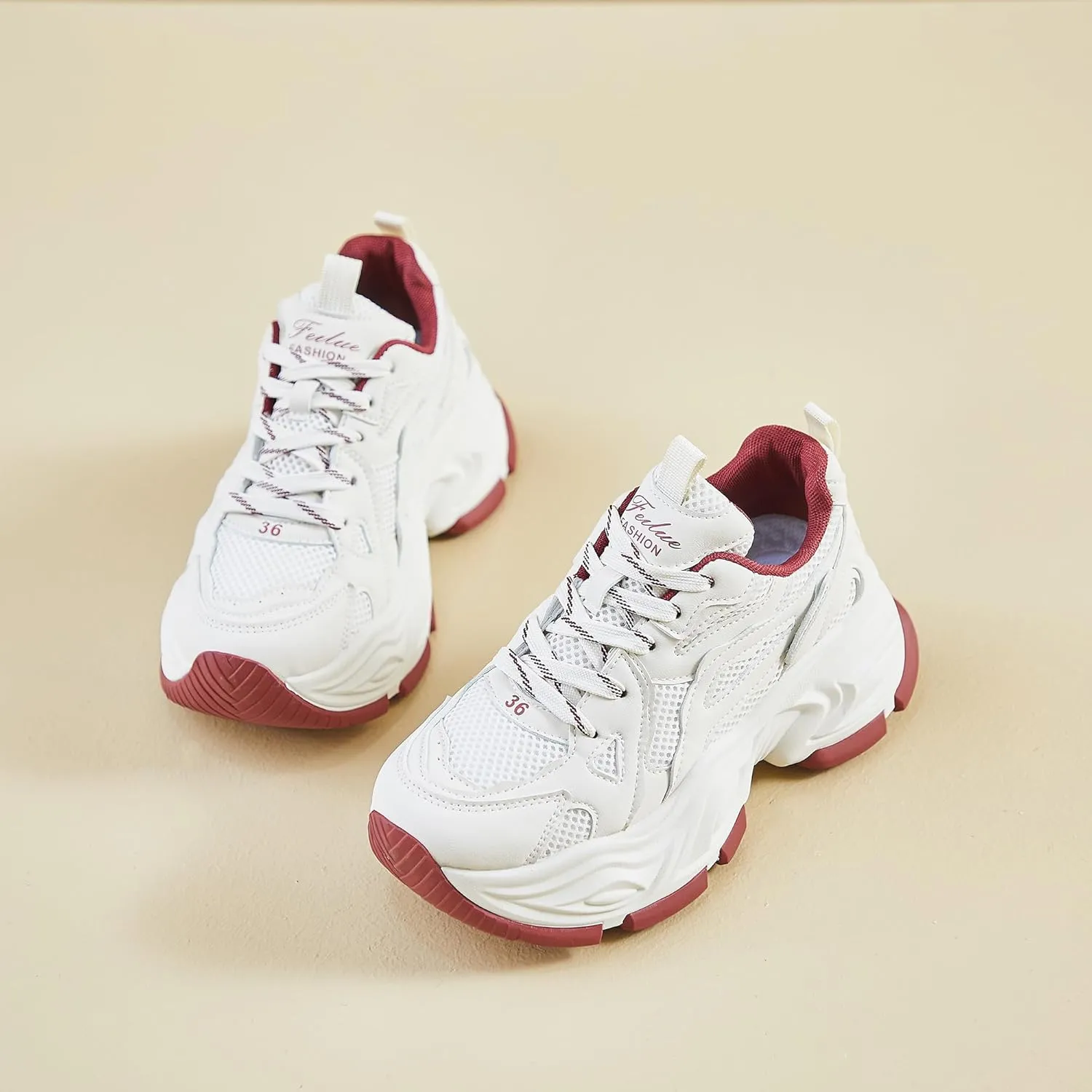 Women’s Mesh Platform Sneakers Comfortable Athletic Walking Shoes 90s Lace Up Casual Dad Shoes