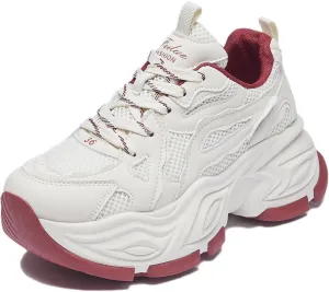 Women’s Mesh Platform Sneakers Comfortable Athletic Walking Shoes 90s Lace Up Casual Dad Shoes