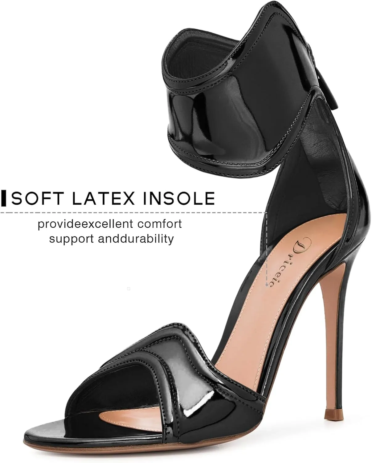Women's Metallic Pump Open Toe Heel Sandals zipper Dressy Heels Ankle Strap Strappy Heels for Party Wedding Shoes