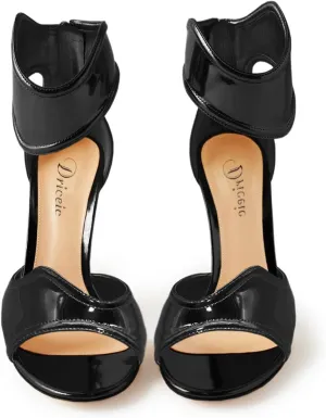 Women's Metallic Pump Open Toe Heel Sandals zipper Dressy Heels Ankle Strap Strappy Heels for Party Wedding Shoes