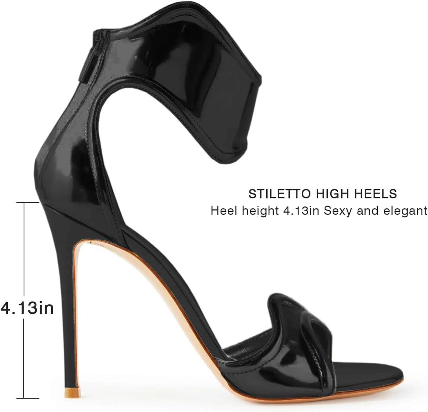 Women's Metallic Pump Open Toe Heel Sandals zipper Dressy Heels Ankle Strap Strappy Heels for Party Wedding Shoes