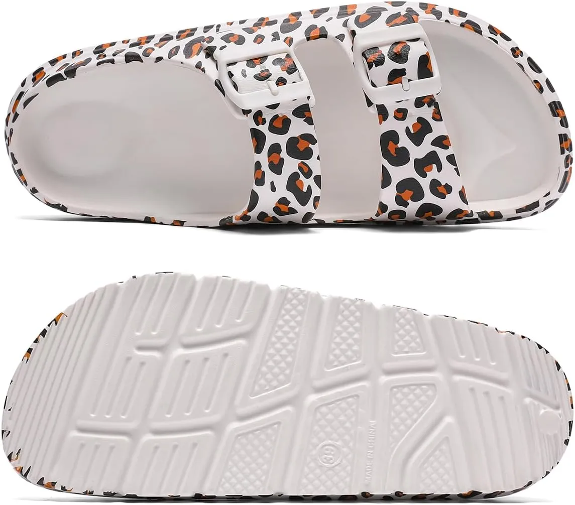 Women's Pillow Sandals Tie-dye EVA Platform Slides with Adjustable Double Buckle and Arch Support for All-Day Comfort