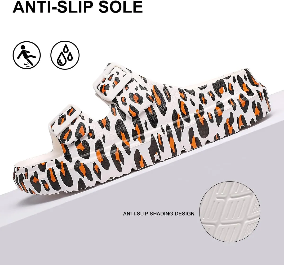 Women's Pillow Sandals Tie-dye EVA Platform Slides with Adjustable Double Buckle and Arch Support for All-Day Comfort