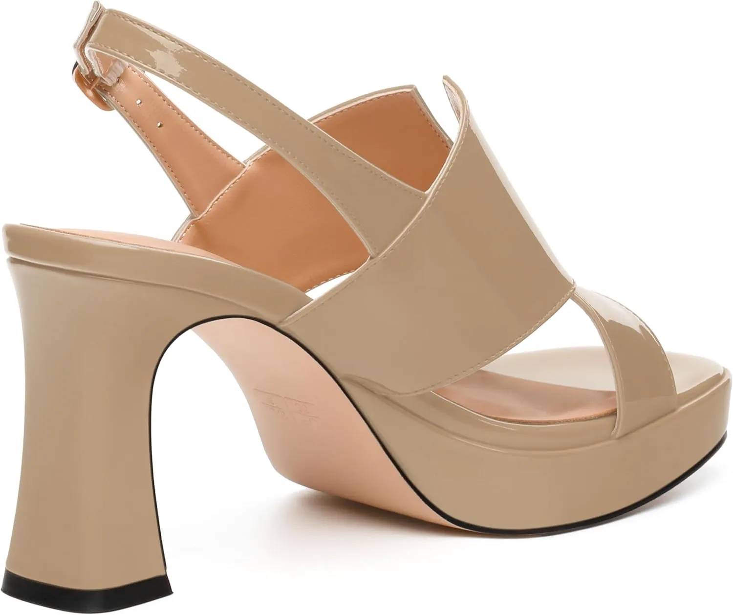 Womens Platform Ankle Strap Sandals, Square Toe Chunky Heel Leather Insole Sandals for Women, Block Heel Strappy Sandals with Buckle 3.3"