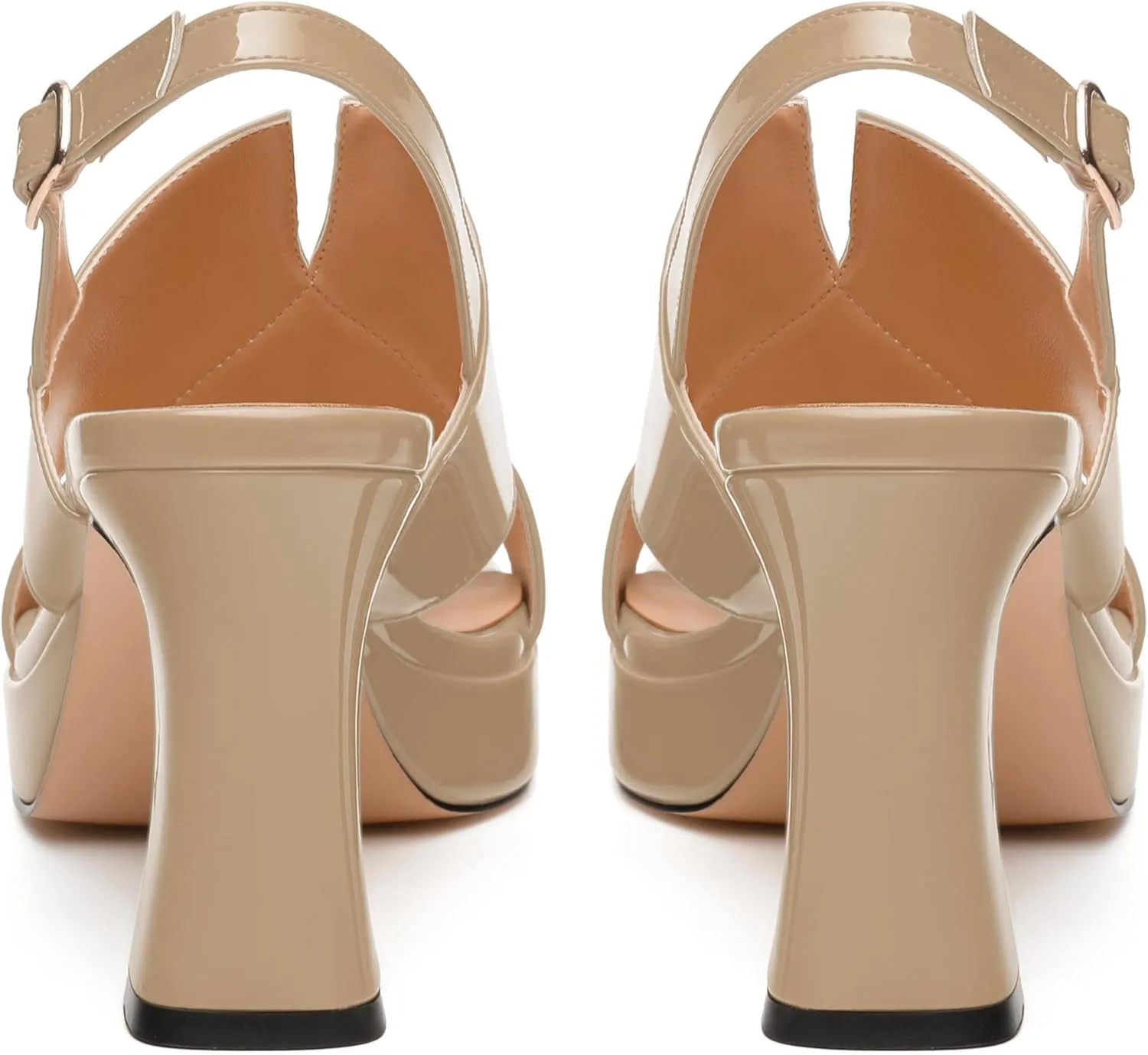Womens Platform Ankle Strap Sandals, Square Toe Chunky Heel Leather Insole Sandals for Women, Block Heel Strappy Sandals with Buckle 3.3"