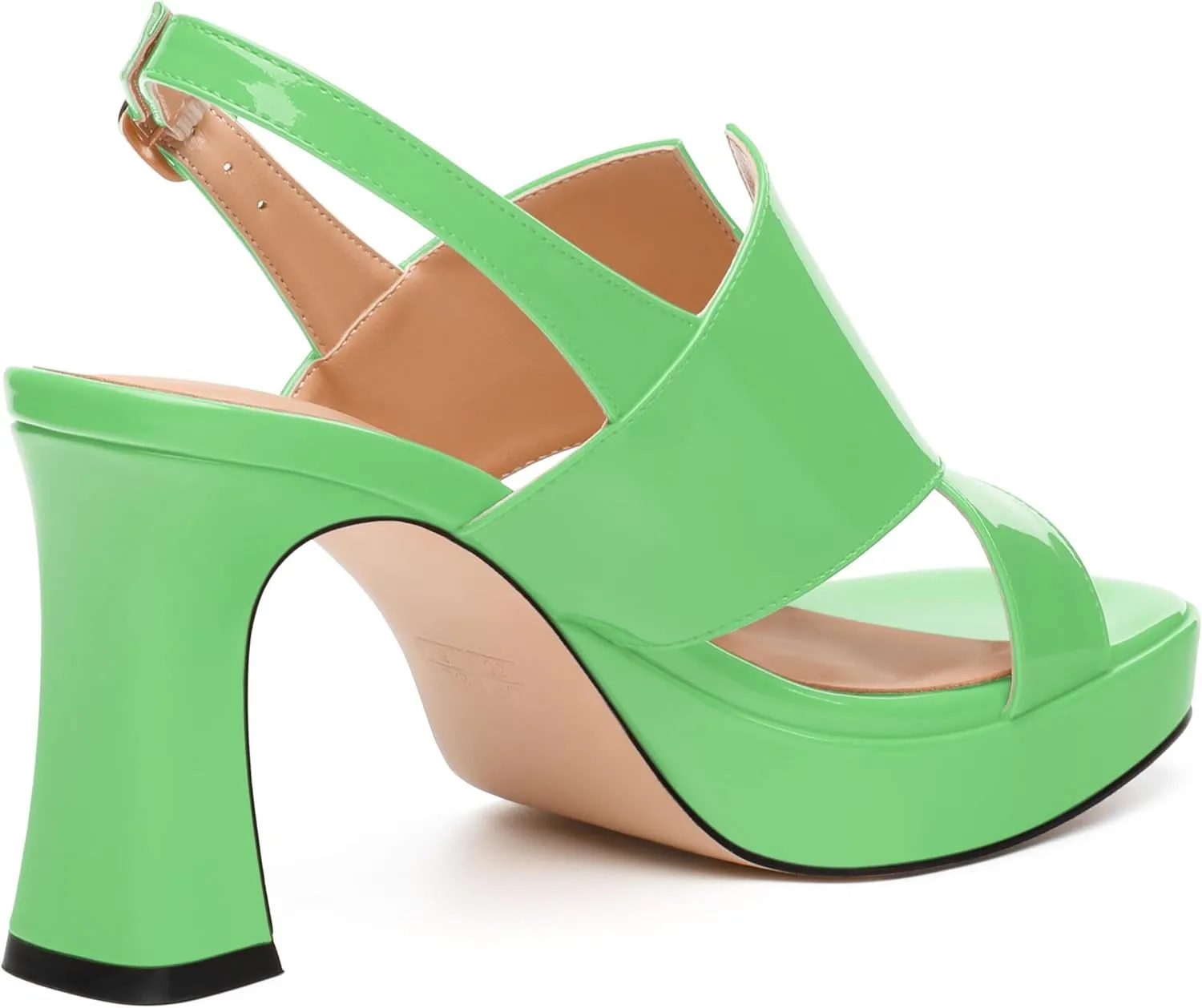 Womens Platform Ankle Strap Sandals, Square Toe Chunky Heel Leather Insole Sandals for Women, Block Heel Strappy Sandals with Buckle 3.3"