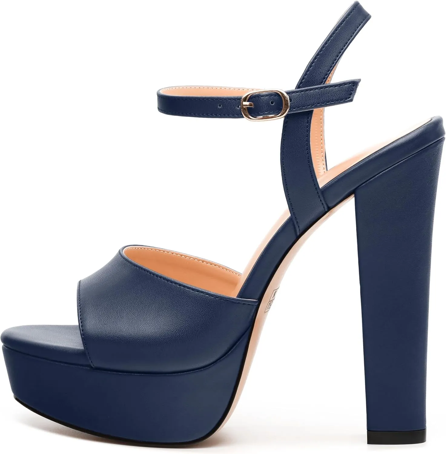 Womens Platform Sandals Open Toe Buckle Ankle Strap Fashion Solid Matte Heeled Sandals 5 inch