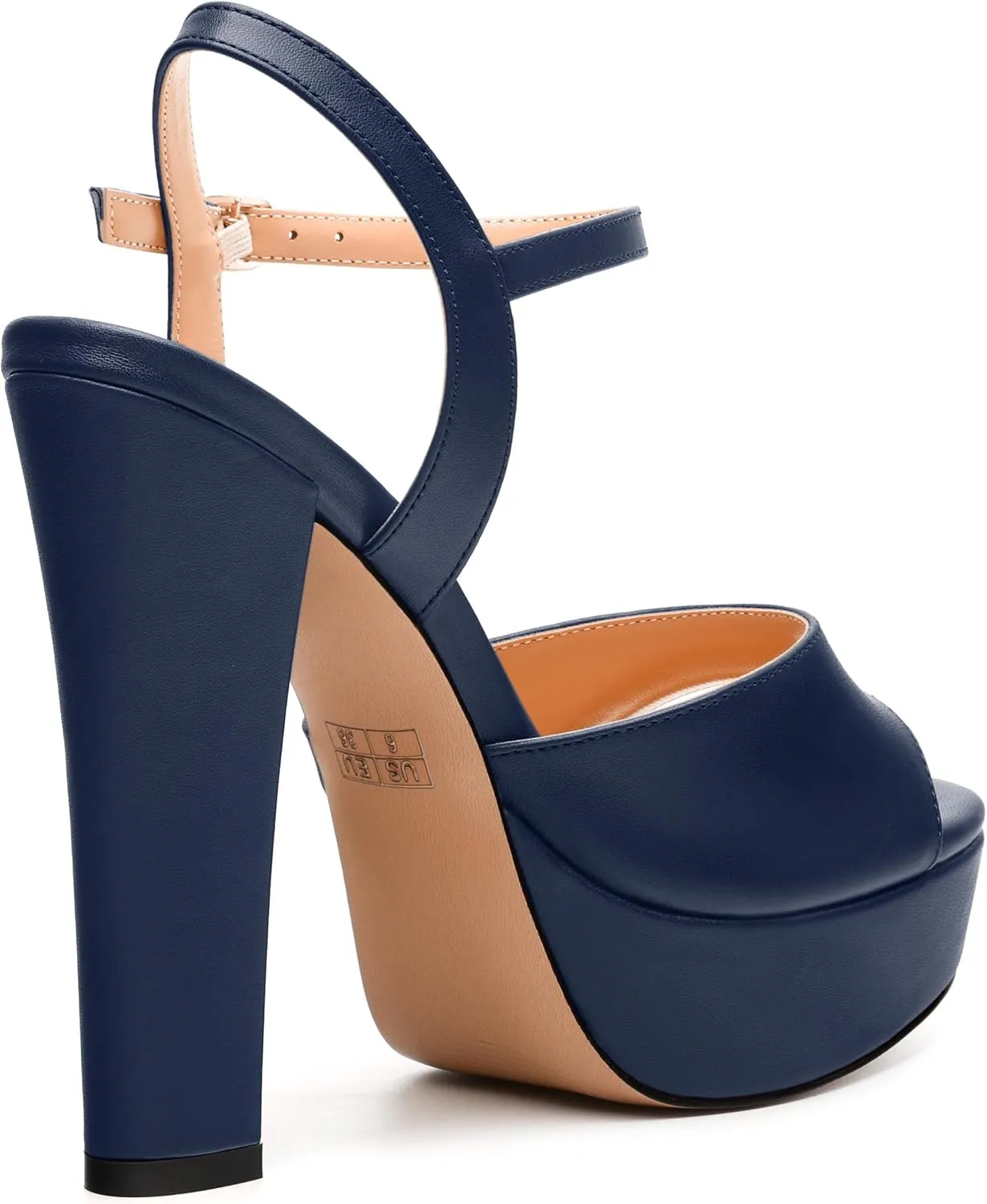 Womens Platform Sandals Open Toe Buckle Ankle Strap Fashion Solid Matte Heeled Sandals 5 inch