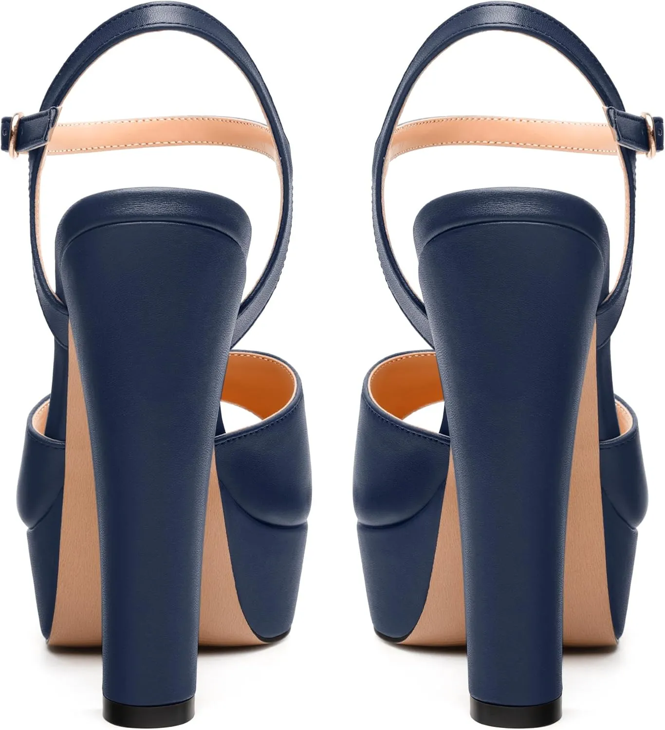 Womens Platform Sandals Open Toe Buckle Ankle Strap Fashion Solid Matte Heeled Sandals 5 inch