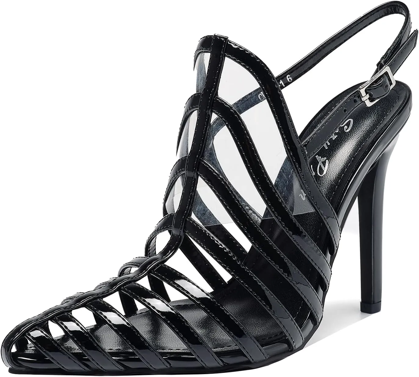 Women's Pointed Toe Stiletto 4.3IN High Heel Sandals Hollow Ankle Strap Dress Nightclub Party Fashion Shoes