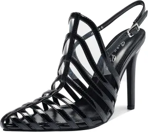 Women's Pointed Toe Stiletto 4.3IN High Heel Sandals Hollow Ankle Strap Dress Nightclub Party Fashion Shoes