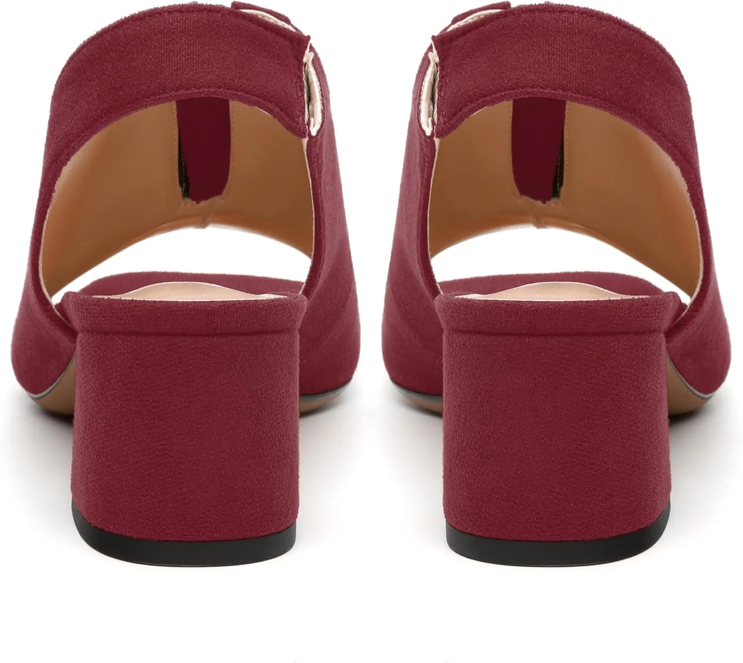 Womens Pumps, Square Peep Toe Block Heel Pumps for Women, Chunky Heel Open Toe Backless Pumps with Front Zipper 2
