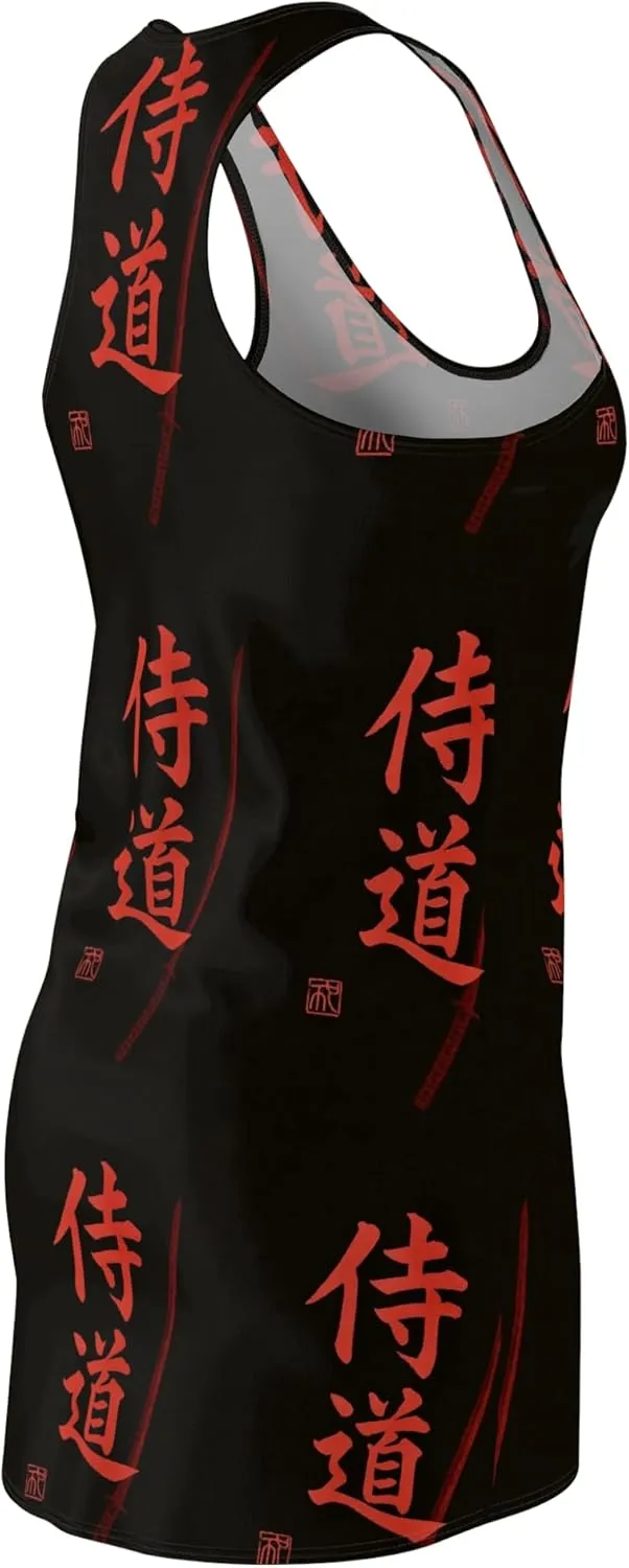 Women's Samurai Camo Racerback Dress – Black and Red - Athletic Fit, Outdoor and Summer Casual Dress
