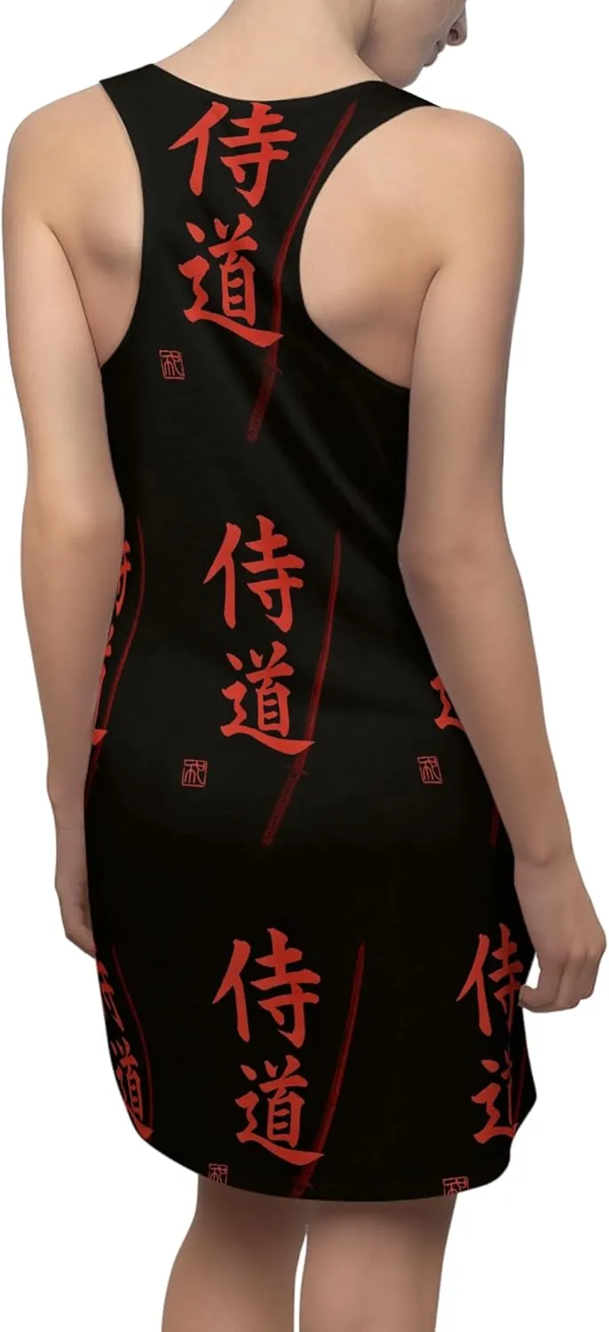 Women's Samurai Camo Racerback Dress – Black and Red - Athletic Fit, Outdoor and Summer Casual Dress