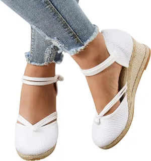 Womens Shoes Dressy Casual Fall Winter Wedge Shoes For Women 1 1/2 Inch Heel Closed Toe Wide Width Low Heel Sandal